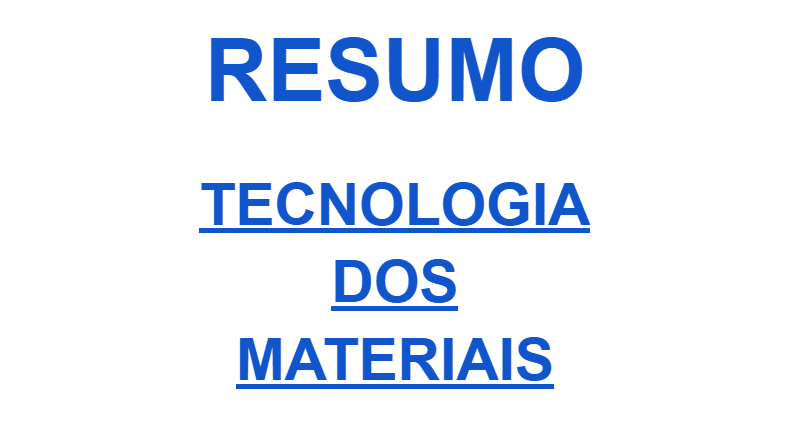 Capa Tecnologia dos Materiais
