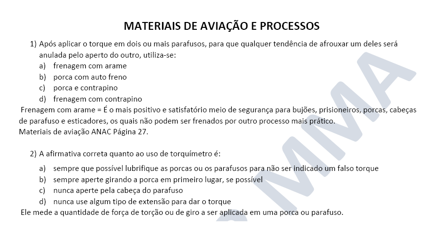Capa Materiais de Aviação e Processo